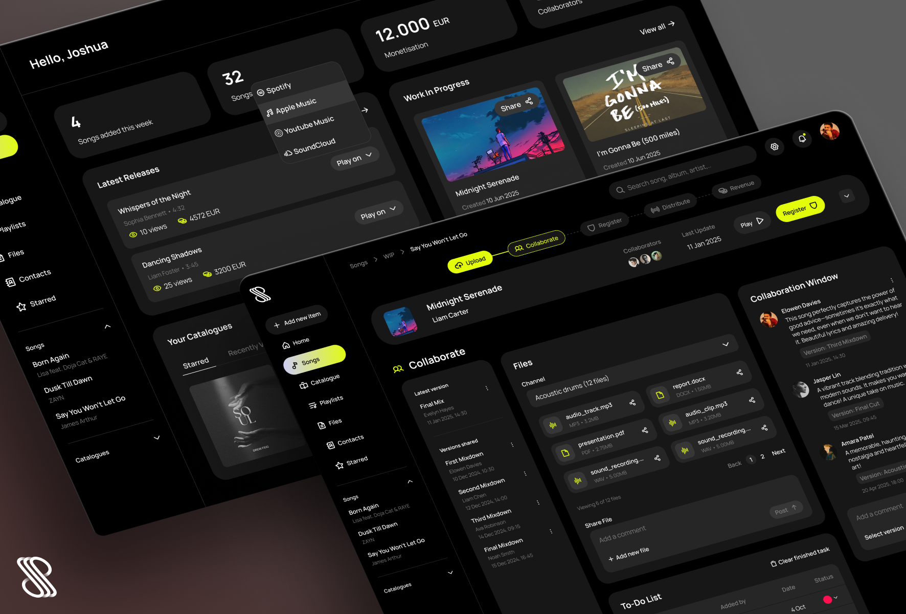 Stylized blue duotone portrait of a person facing the camera with arms crossed